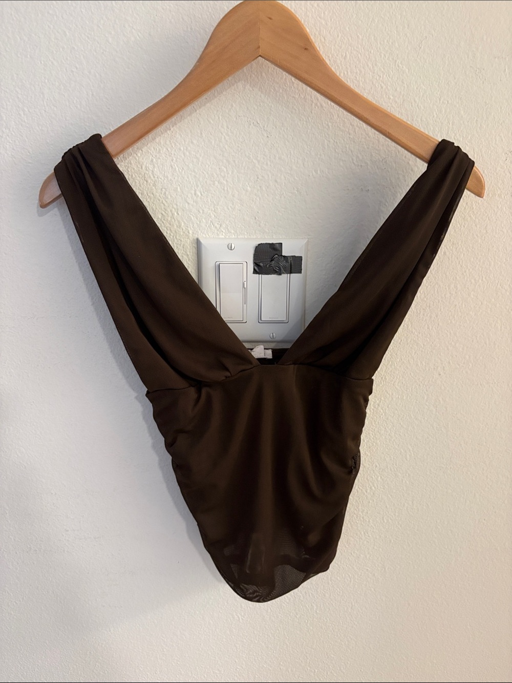 Garage Brown Deep V Crop Tank